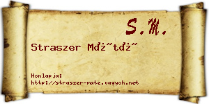 Straszer Máté névjegykártya